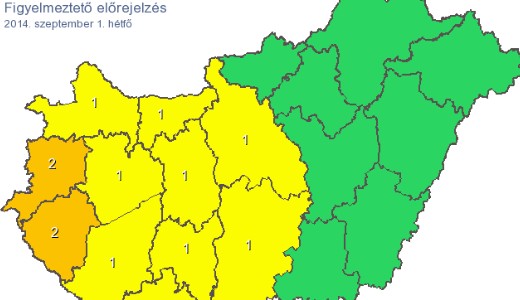 Figyelmeztets 11 megyben s a fvrosban