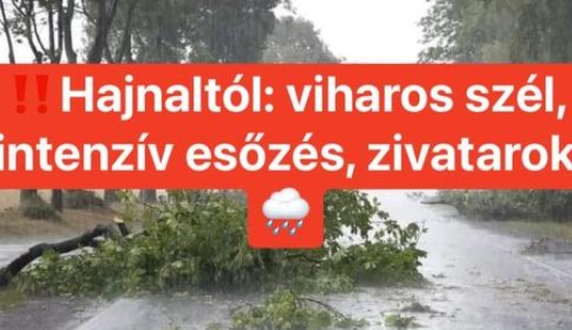 Intenzv esre, zporra, zivatarra kell kszlni, ami nhol villmrvizet is okozhat