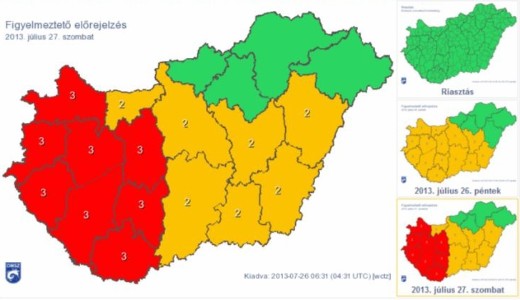 Piros figyelmeztetst adtak ki a fl orszgra