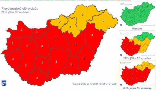 Rekorddntget hsg lesz: 15 megyre adtak ki harmadfok figyelmeztetst